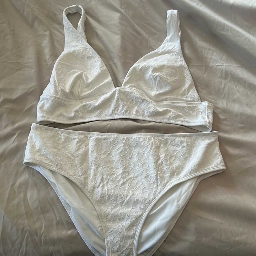 Cupshe White Textured Bikini Set